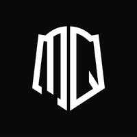 MQ Logo monogram with shield shape ribbon design template vector