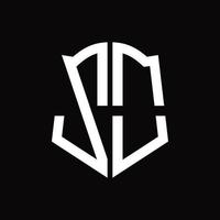 ZO Logo monogram with shield shape ribbon design template vector