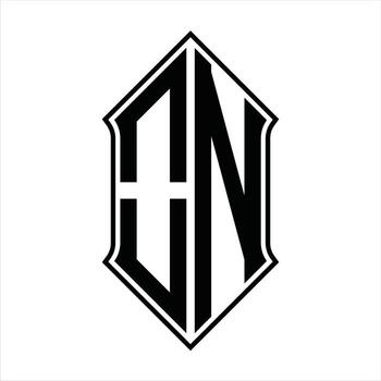 Logo monogram with shieldshape and outline design template vector icon abstract