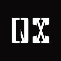 monograma de logotipo qx con plantilla de diseño de corte medio vector