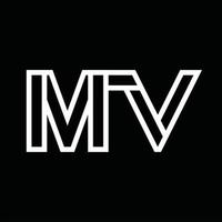 MV Logo monogram with line style negative space vector