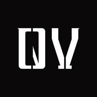 monograma de logotipo qv con plantilla de diseño de corte medio vector