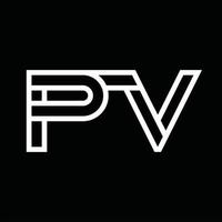 PV Logo monogram with line style negative space vector