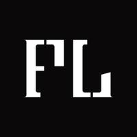 monograma de logotipo de fl con plantilla de diseño de corte medio vector