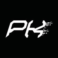 plantilla de diseño de tecnología de velocidad abstracta de monograma de logotipo pk vector