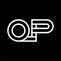 OP Logo monogram with line style negative space vector