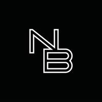 NB Logo monogram with line style design template vector