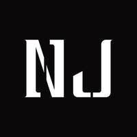 monograma del logotipo de nj con plantilla de diseño de corte medio vector