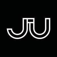 monograma del logotipo de ju con espacio negativo de estilo de línea vector