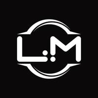 Monograma de logotipo de lm con plantilla de diseño de forma de rebanada redondeada de círculo vector