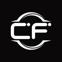 monograma del logotipo cf con plantilla de diseño de forma de corte redondeado circular vector