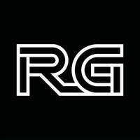 monograma del logotipo rg con espacio negativo de estilo de línea vector