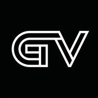 GV Logo monogram with line style negative space vector