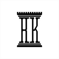 RK Logo monogram with pillar shape design template vector