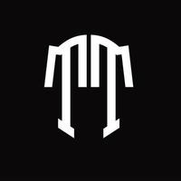 monograma del logotipo tt con plantilla de diseño de cinta en forma de escudo vector