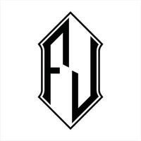 FJ Logo monogram with shieldshape and outline design template vector icon abstract