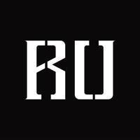 RU Logo monogram with middle slice design template vector