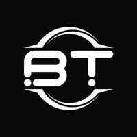 monograma de logotipo bt con plantilla de diseño de forma de corte redondeado circular vector