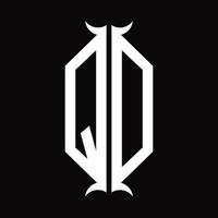monograma de logotipo qd con plantilla de diseño de forma de cuerno vector