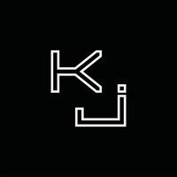 monograma del logotipo kj con plantilla de diseño de estilo de línea vector