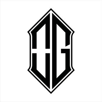 Logo monogram with shieldshape and outline design template vector icon abstract