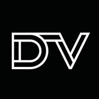 DV Logo monogram with line style negative space vector