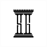 SG Logo monogram with pillar shape design template vector