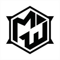 plantilla de diseño de monograma de logotipo mw vector