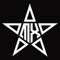 MX Logo monogram with star shape design template vector