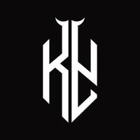 KY Logo monogram with horn shape isolated black and white design template vector