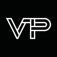 VP Logo monogram with line style negative space vector