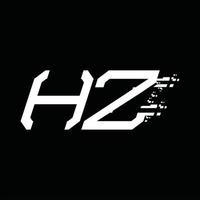 plantilla de diseño de tecnología de velocidad abstracta de monograma de logotipo hz vector
