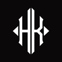 HK Logo monogram with shield shape isolated design template vector