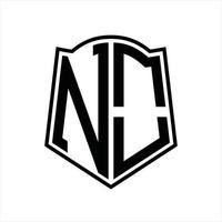 NO Logo monogram with shield shape outline design template vector