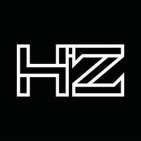 HZ Logo monogram with line style negative space vector