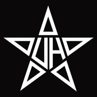 monograma de logotipo uh con plantilla de diseño de forma de estrella vector