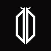 DD Logo monogram with horn shape isolated black and white design template vector