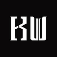 monograma de logotipo kw con plantilla de diseño de segmento medio vector
