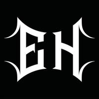monograma del logotipo eh con plantilla de diseño de forma abstracta vector