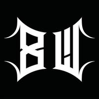 BW Logo monogram with abstract shape design template vector