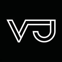 VJ Logo monogram with line style negative space vector