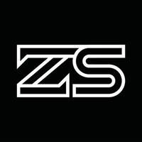 monograma del logotipo zs con espacio negativo de estilo de línea vector