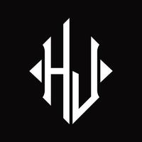 monograma del logotipo hj con plantilla de diseño aislado en forma de escudo vector