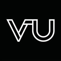 monograma del logotipo vu con espacio negativo de estilo de línea vector