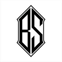 Monograma del logotipo bs con forma de escudo y plantilla de diseño de esquema icono vectorial abstracto vector