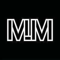 MM Logo monogram with line style negative space vector