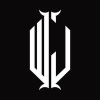 WJ Logo monogram with horn shape design template vector