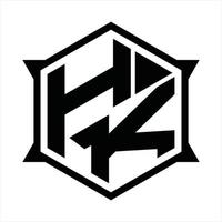 plantilla de diseño de monograma de logotipo hk vector