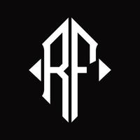 monograma de logotipo rf con plantilla de diseño aislado en forma de escudo vector