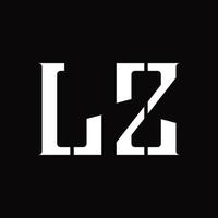 monograma de logotipo lz con plantilla de diseño de corte medio vector